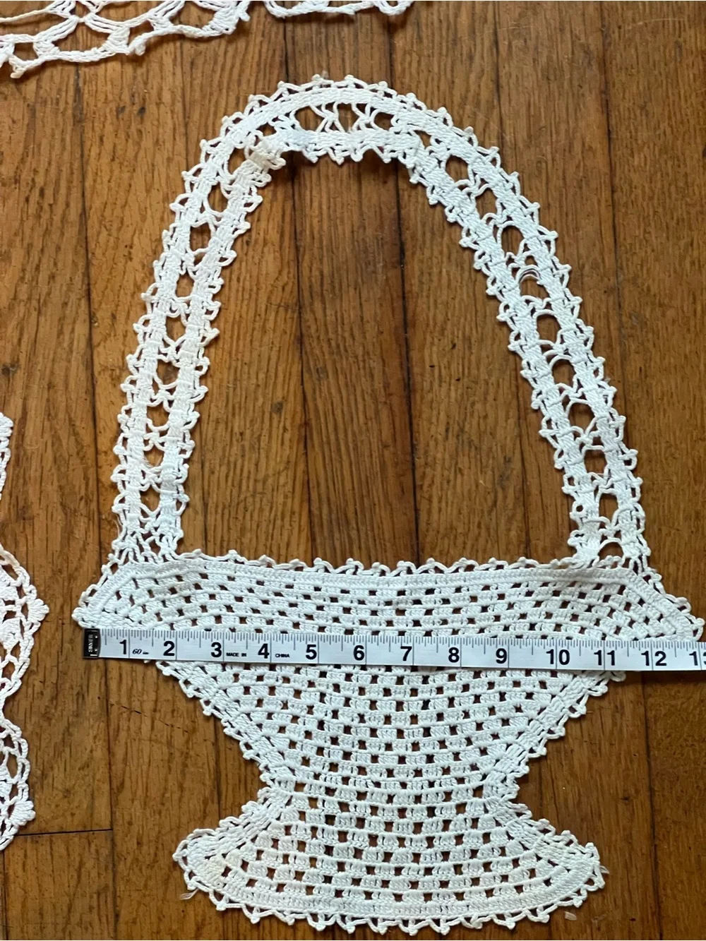Set of three unique Vintage Handmade White Crochet Doilies Set